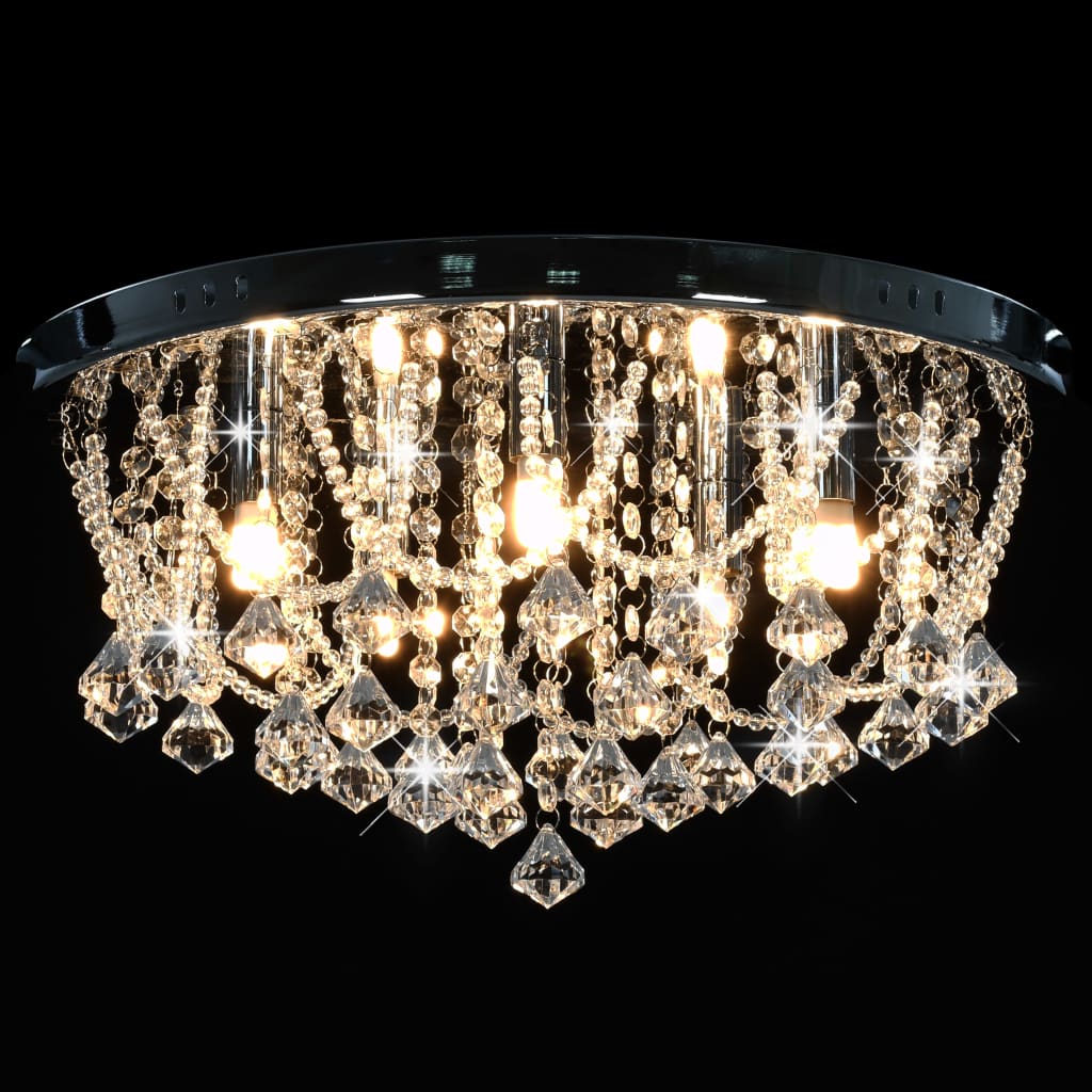 Lampadario Perle di Cristallo Argento Rotondo 4  Lampadine G9 - homemem39