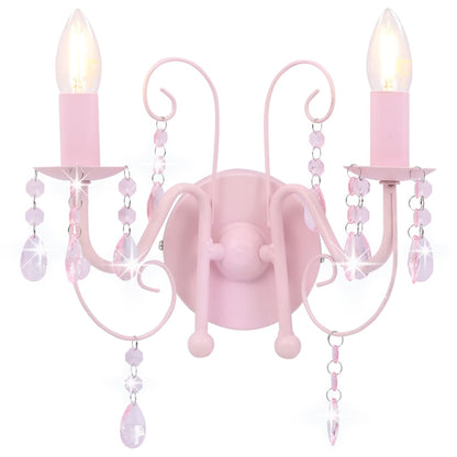 Lampada da Muro con Perle Rosa 2 Lampadine E14