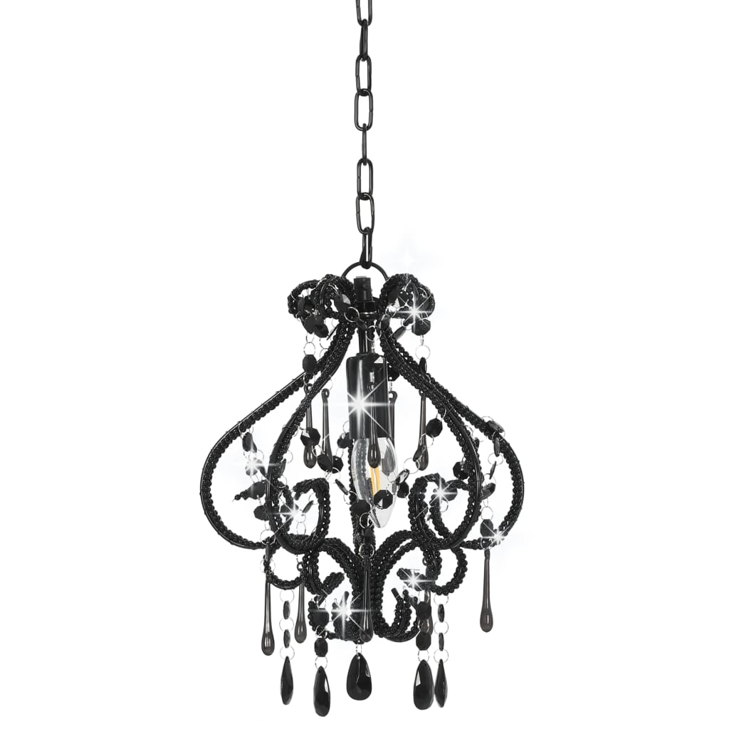 Lampadario con Perle Nero Rotondo E14 - homemem39