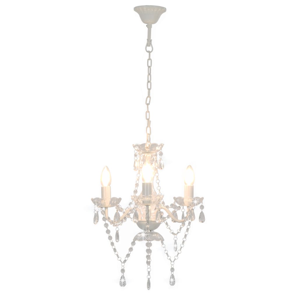 Lampadario con Perline Bianco Tondo 3 E14 - homemem39