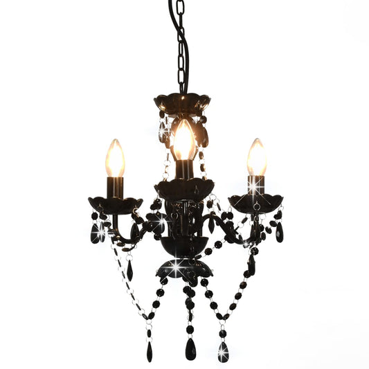 Lampadario con Perline Nero Tondo 3 E14 - homemem39