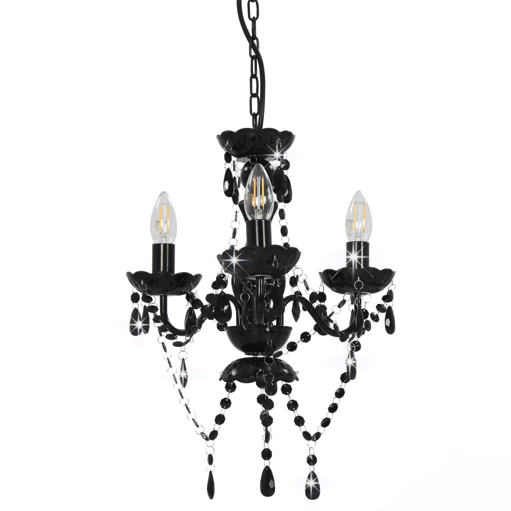 Lampadario con Perline Nero Tondo 3 E14 - homemem39