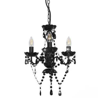 Lampadario con Perline Nero Tondo 3 E14 - homemem39