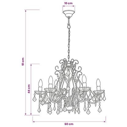 Lampadario con Perline di Cristallo Dorato Tondo 6 E14 | homemem39