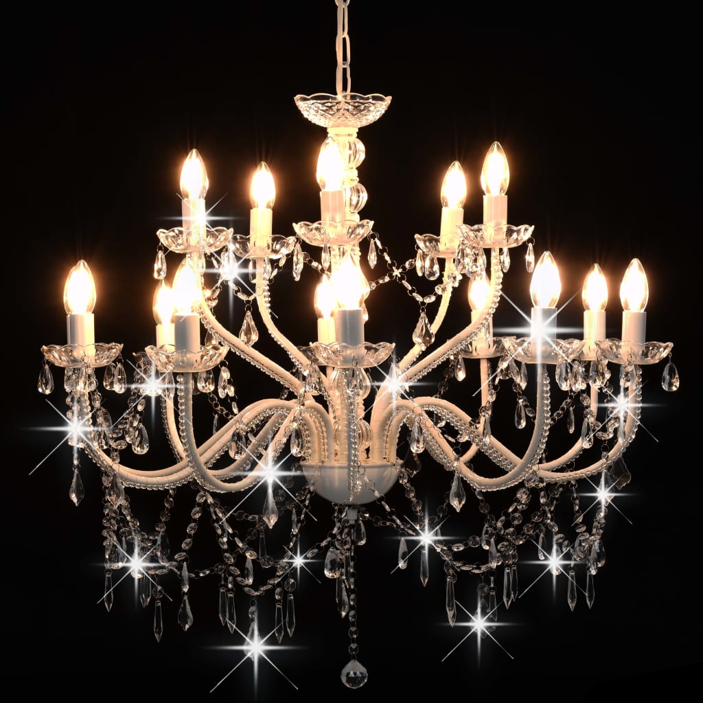 Candelabro a 2 Livelli Bianco 15 Lampadine E14 - homemem39