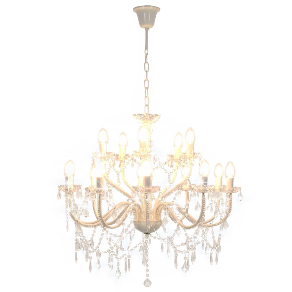 Candelabro a 2 Livelli Bianco 15 Lampadine E14 - homemem39