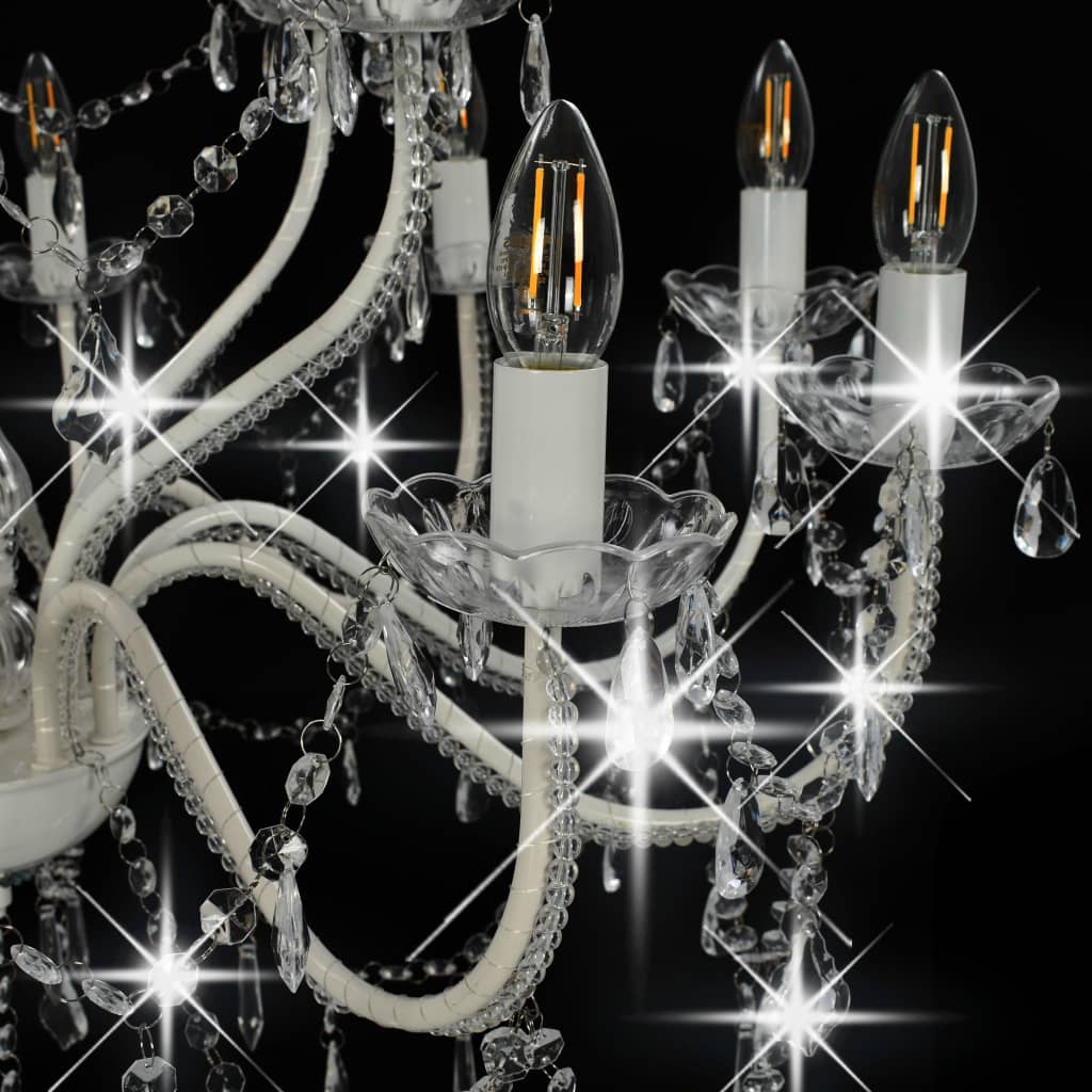 Candelabro a 2 Livelli Bianco 15 Lampadine E14 - homemem39
