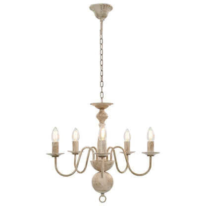 Candelabro Stile Anticato Bianco 5 Lampadine E14 - homemem39