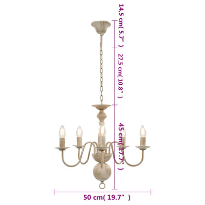 Candelabro Stile Anticato Bianco 5 Lampadine E14 - homemem39