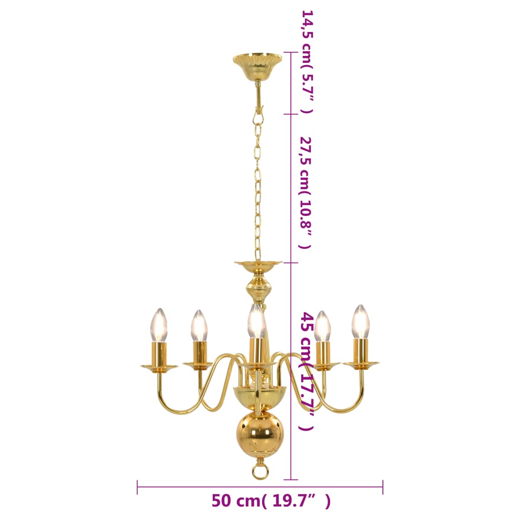 Lampadario Oro 5 Lampadine Attacco E14 - homemem39
