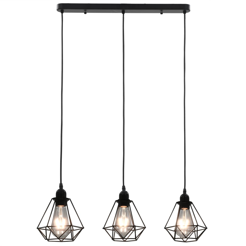 Lampadario con Design Diamante Nero 3 Lampadine E27 - homemem39