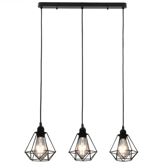 Lampadario con Design Diamante Nero 3 Lampadine E27 - homemem39