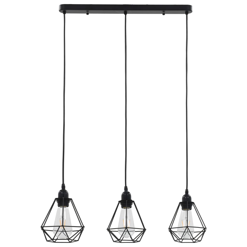 Lampadario con Design Diamante Nero 3 Lampadine E27 - homemem39