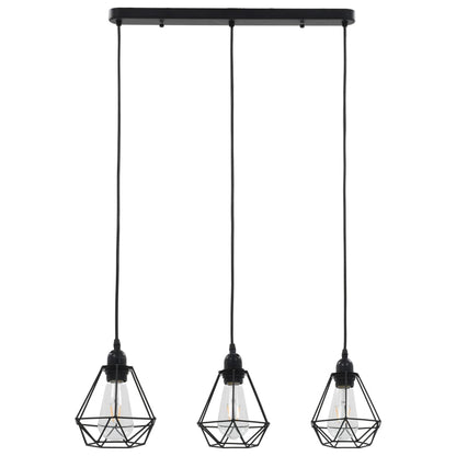 Lampadario con Design Diamante Nero 3 Lampadine E27 - homemem39