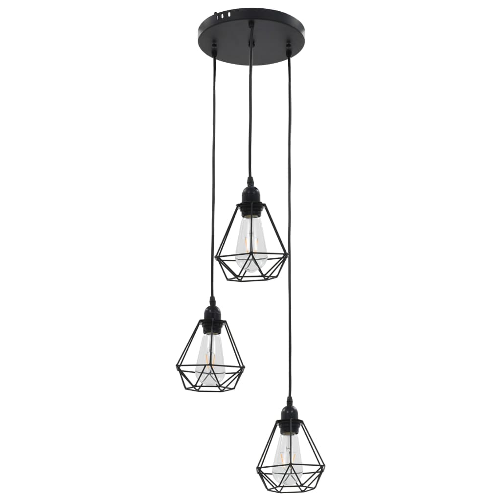 Lampadario con Design Diamante Nero 3 Lampadine E27 - homemem39