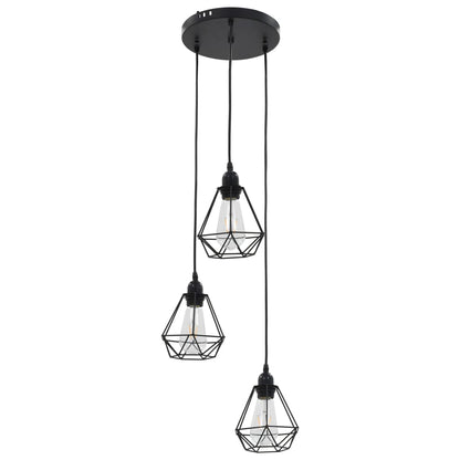 Lampadario con Design Diamante Nero 3 Lampadine E27 - homemem39