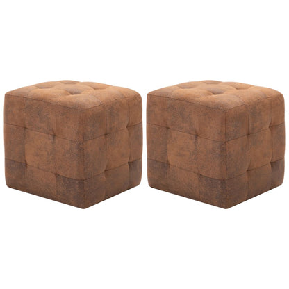 Comodini 2 pz Marrone 30x30x30 cm in Similpelle Scamosciata