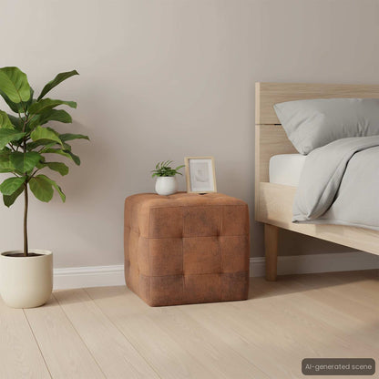 Comodini 2 pz Marrone 30x30x30 cm in Similpelle Scamosciata
