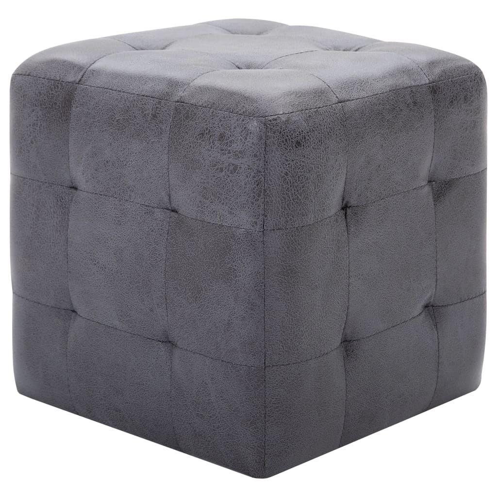 Comodini 2 pz Grigio 30x30x30 cm in Similpelle Scamosciata | homemem39