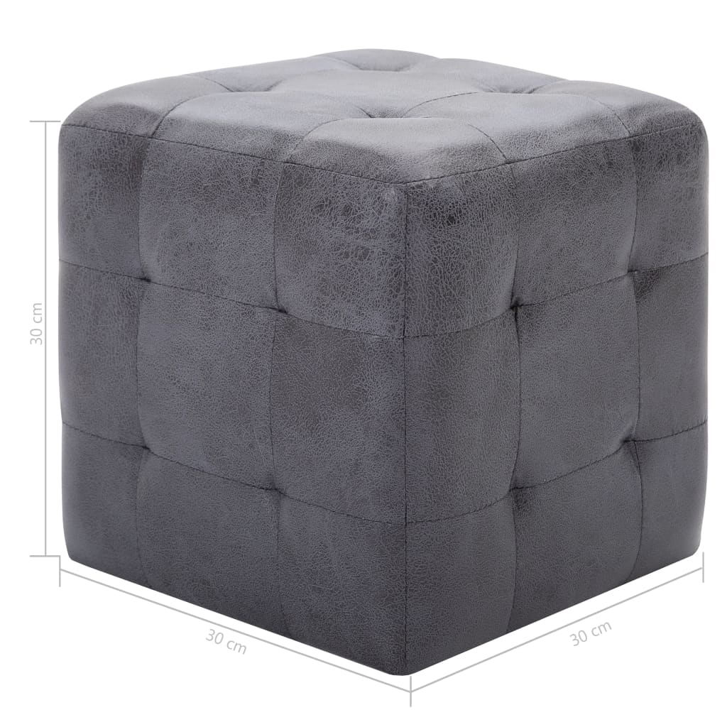 Comodini 2 pz Grigio 30x30x30 cm in Similpelle Scamosciata - homemem39