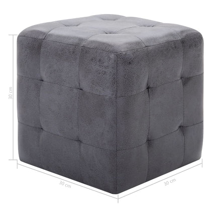 Comodini 2 pz Grigio 30x30x30 cm in Similpelle Scamosciata - homemem39