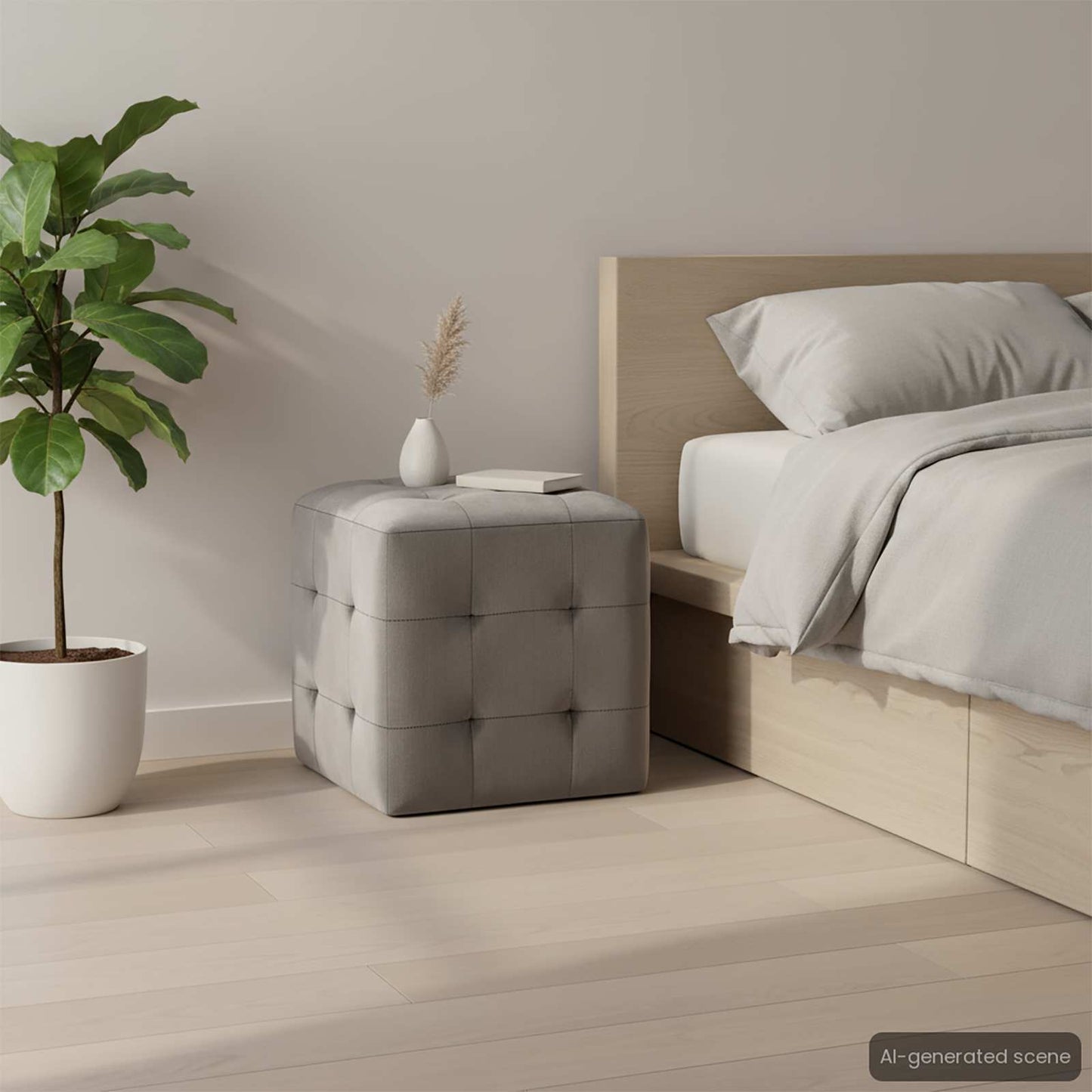 Comodini 2 pz Grigio 30x30x30 cm in Tessuto Vellutato