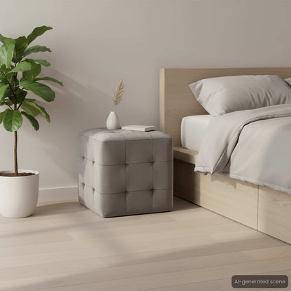 Comodini 2 pz Grigio 30x30x30 cm in Tessuto Vellutato