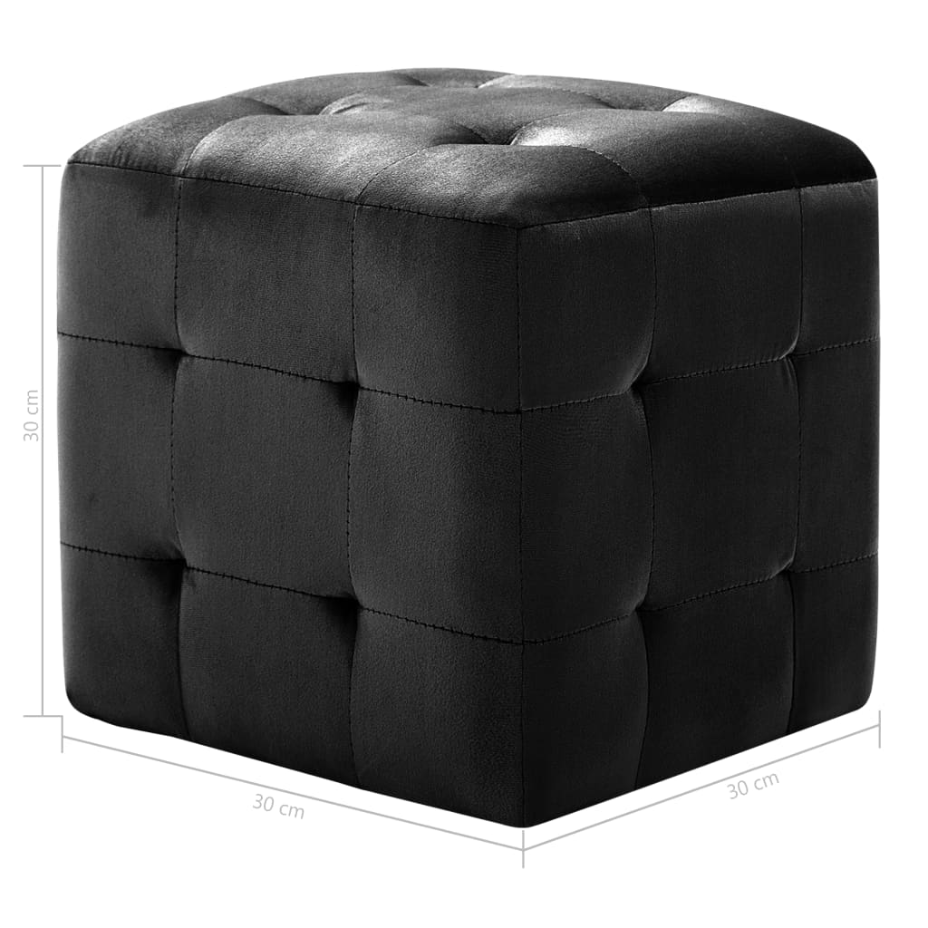 Comodini 2 pz Nero 30x30x30 cm in Tessuto Vellutato | homemem39