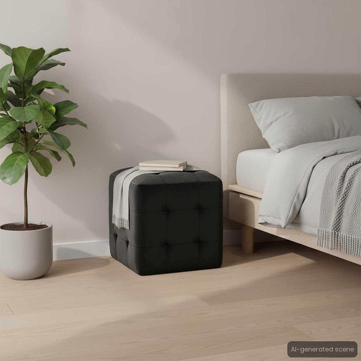 Comodini 2 pz Nero 30x30x30 cm in Tessuto Vellutato