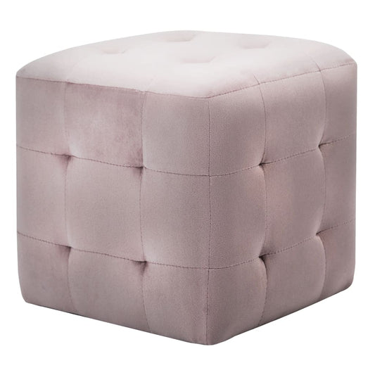 Comodini 2 pz Rosa 30x30x30 cm in Tessuto Vellutato | homemem39