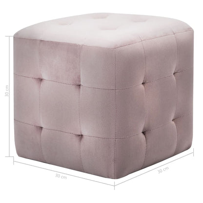 Comodini 2 pz Rosa 30x30x30 cm in Tessuto Vellutato | homemem39