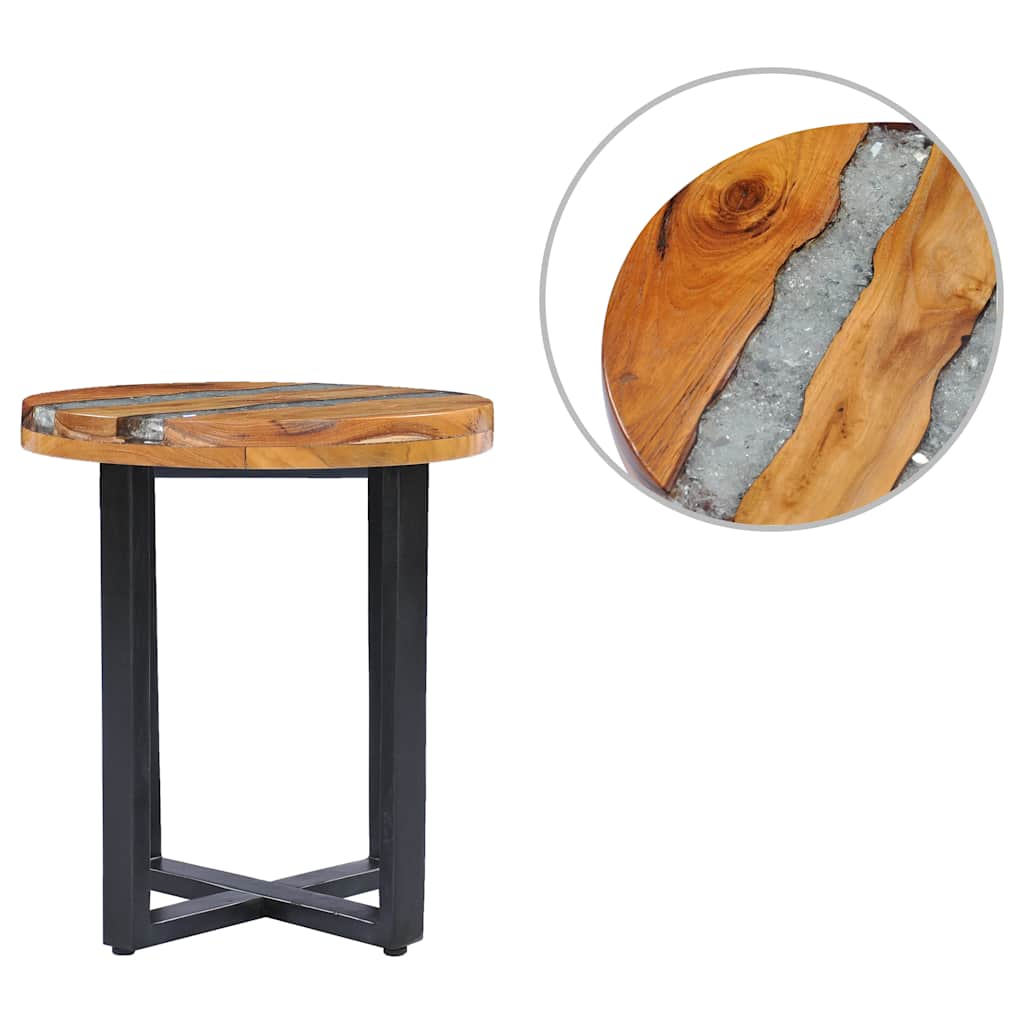 Tavolino da Salotto 40x45 cm Legno Massello Teak e Poliresina | homemem39