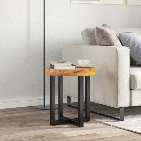Tavolino da Salotto 40x45 cm Legno Massello Teak e Poliresina