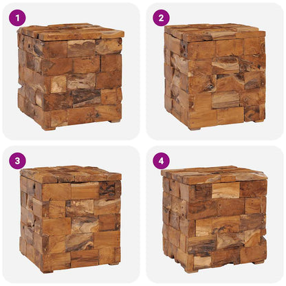Sgabello con Contenitore in Legno Massello di Teak