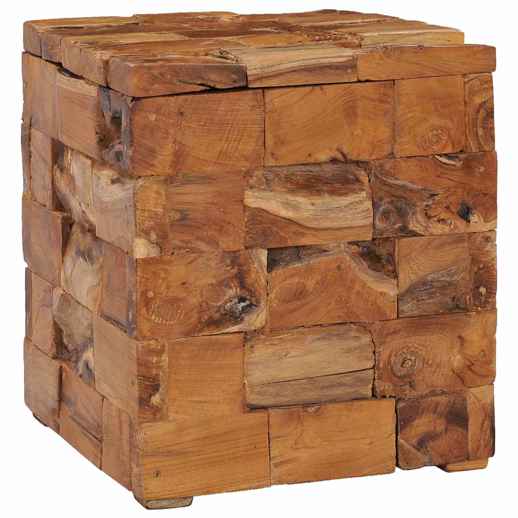 Sgabello con Contenitore in Legno Massello di Teak