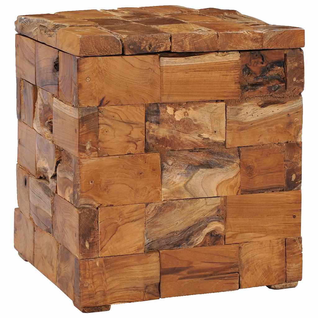 Sgabello con Contenitore in Legno Massello di Teak