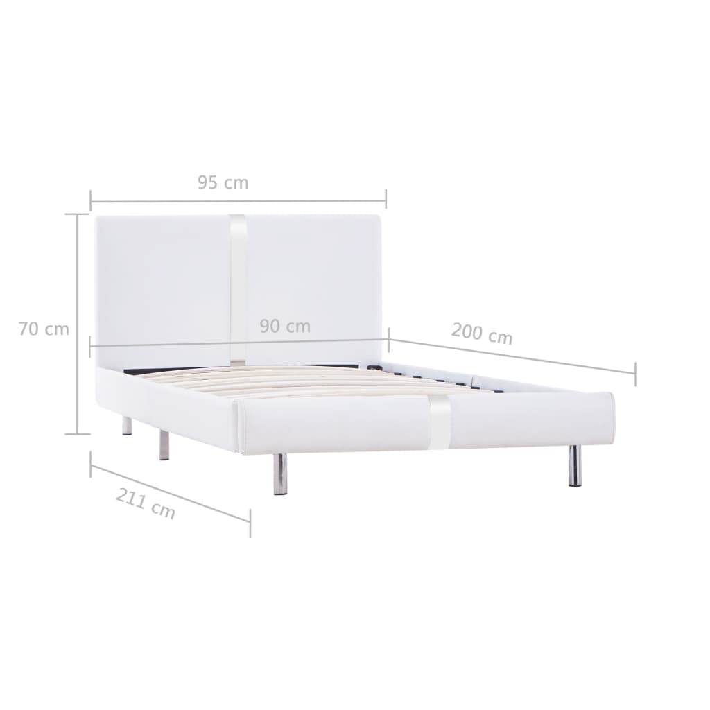 Giroletto senza Materasso Bianco in Similpelle 90x200 cm | homemem39