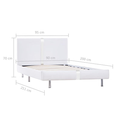 Giroletto senza Materasso Bianco in Similpelle 90x200 cm | homemem39