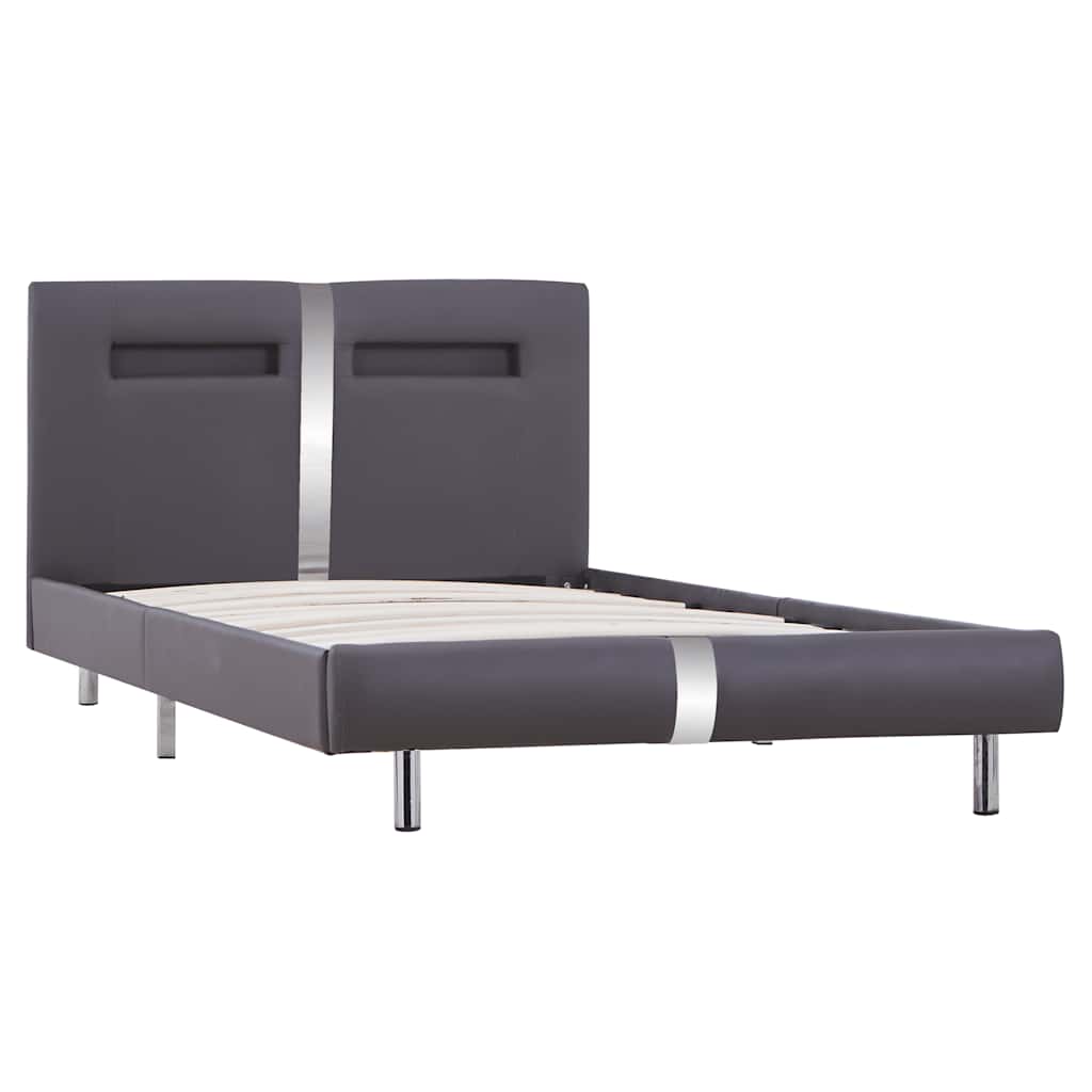 Giroletto con LED senza Materasso Grigio in Similpelle 90x200cm