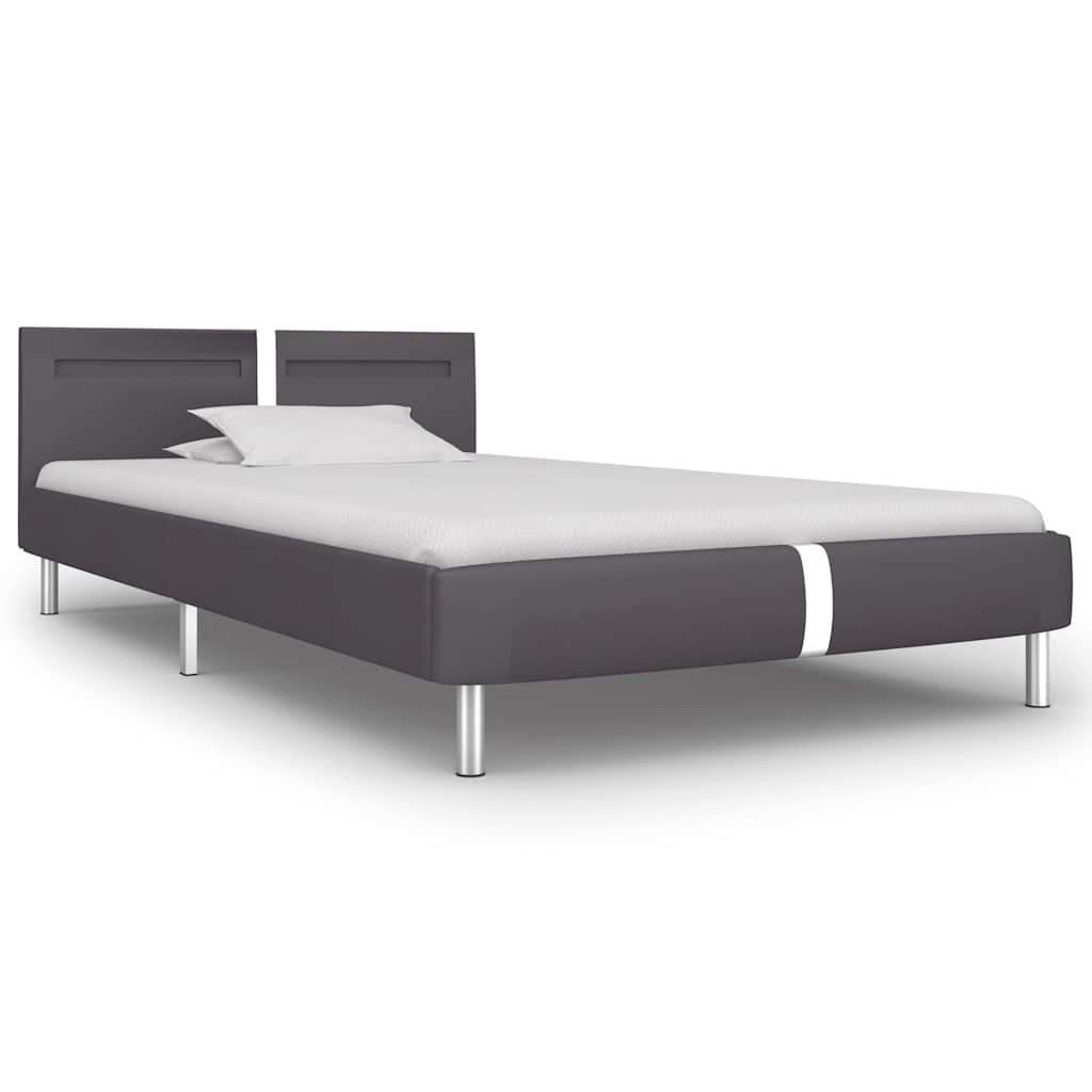 Giroletto con LED senza Materasso Grigio in Similpelle 90x200cm
