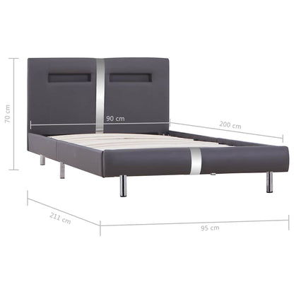 Giroletto con LED senza Materasso Grigio in Similpelle 90x200cm