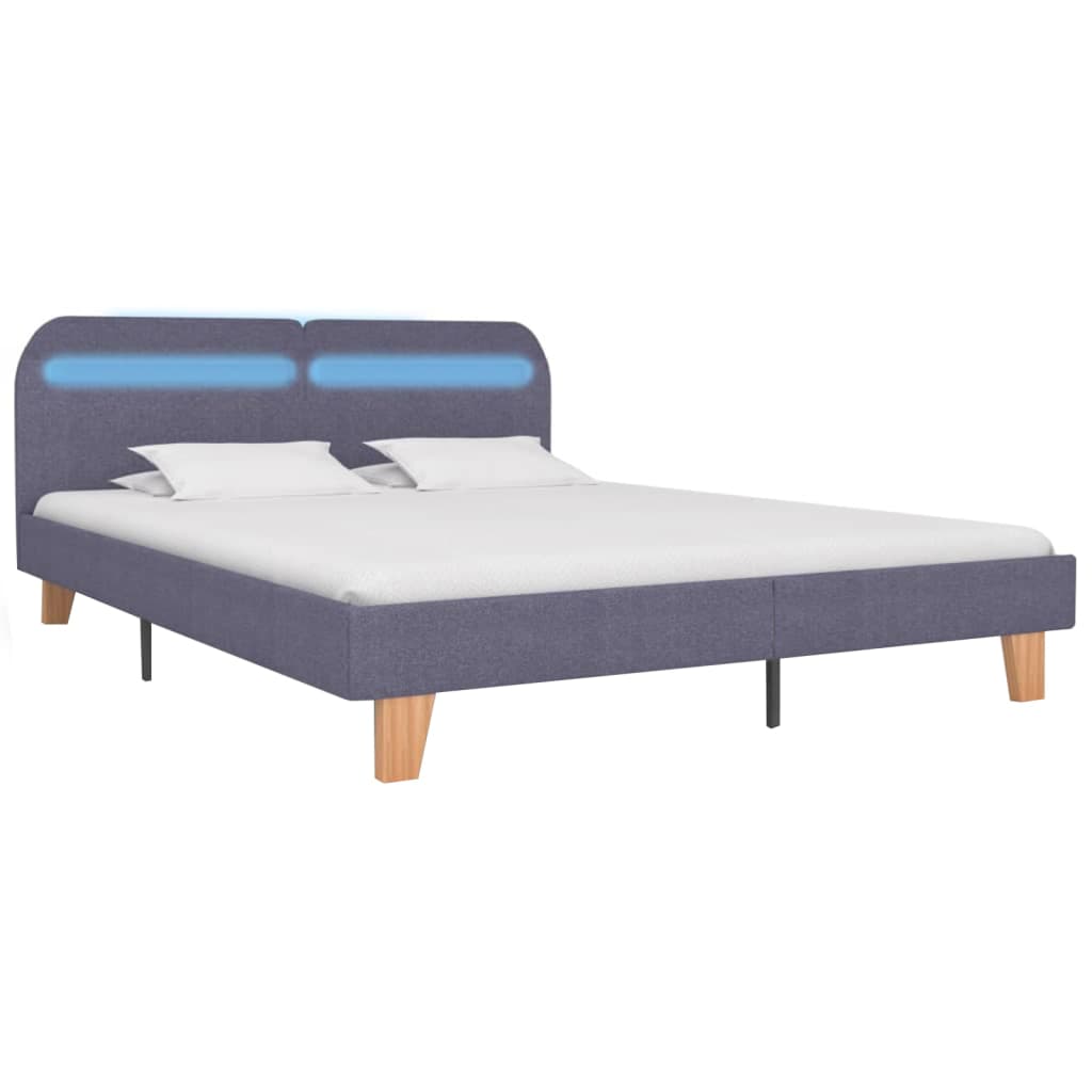Giroletto LED senza Materasso Grigio Chiaro 160x200 cm Tessuto | homemem39