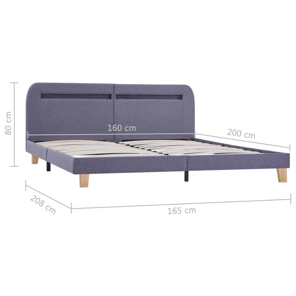 Giroletto LED senza Materasso Grigio Chiaro 160x200 cm Tessuto | homemem39