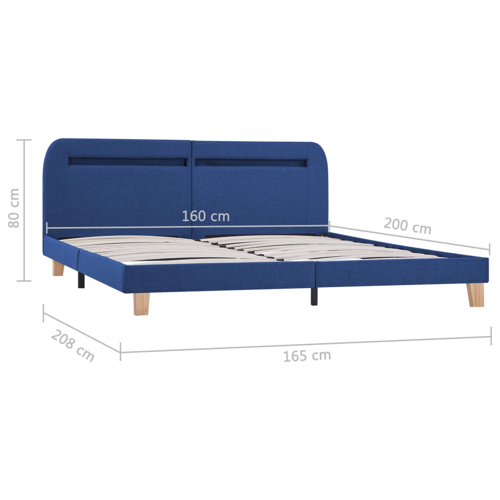 Giroletto con LED senza Materasso Blu 160x200 cm in Tessuto | homemem39