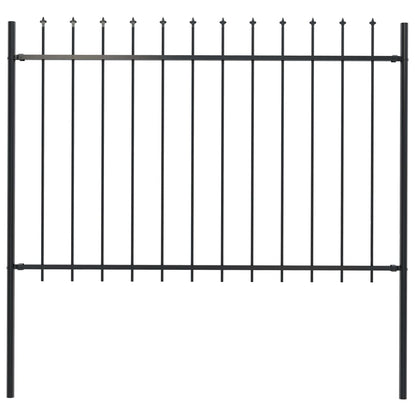 Garden Fence with Steel Spear Tip 1.7x1.2m Black