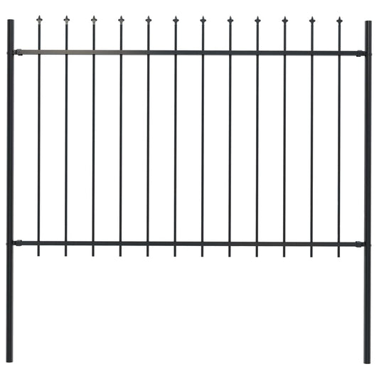 Garden Fence with Steel Spear Tip 1.7x1.2m Black