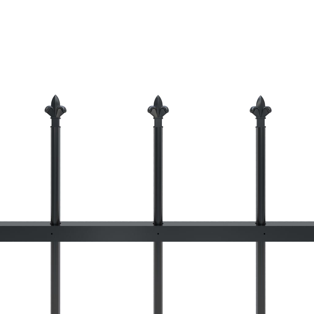 Garden Fence with Steel Spear Tip 1.7x1.2m Black