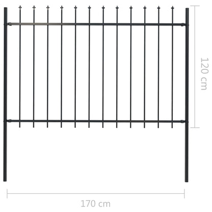 Garden Fence with Steel Spear Tip 1.7x1.2m Black