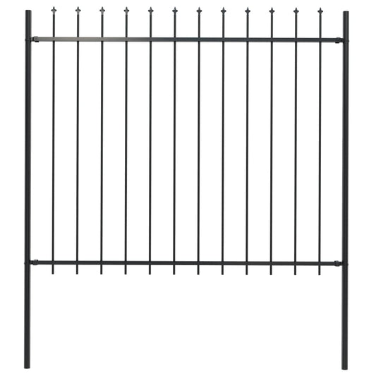 Garden Fence with Steel Spear Tip 1.7x1.5m Black
