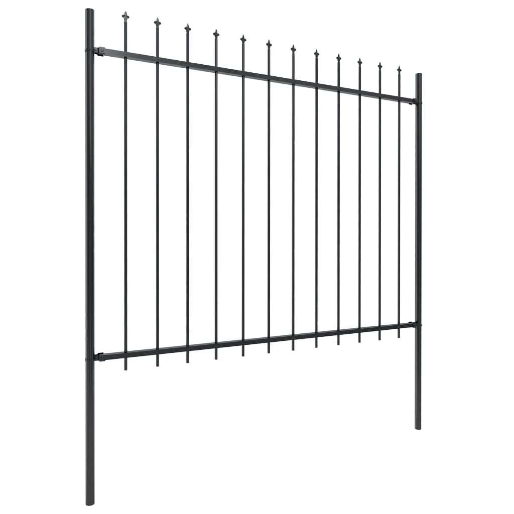 Garden Fence with Steel Spear Tip 1.7x1.5m Black